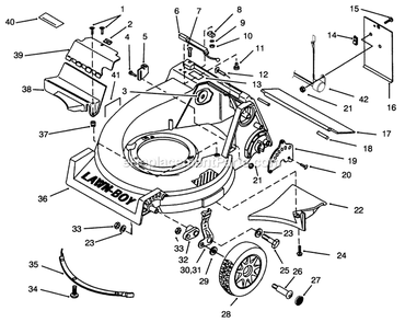 Housing Assembly Diagram and Parts List for 10761B (4900001-4999999)(1994) Lawn Boy Lawn Mower